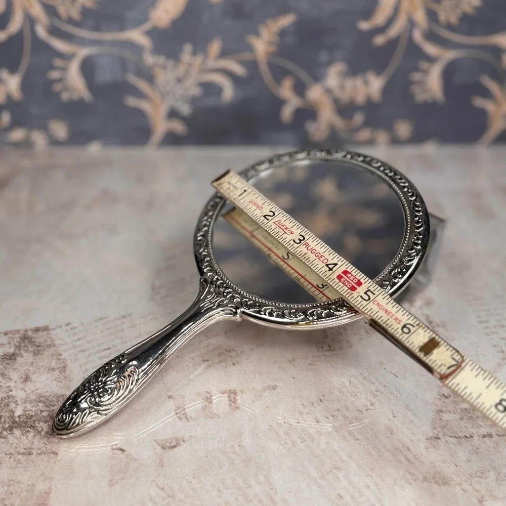 Antique Silver Plated Art Nouveau Repousse Vanity Hand Mirror